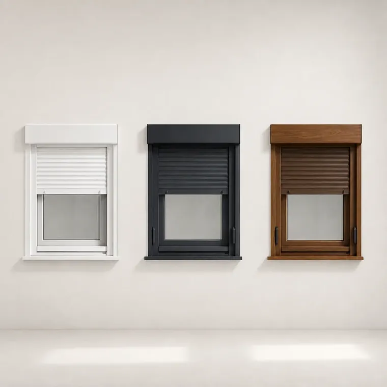 Einflügelige PVC-Fenster in Weiß, Anthrazit und Braun beziehungsweise Dekor – Visualisierung